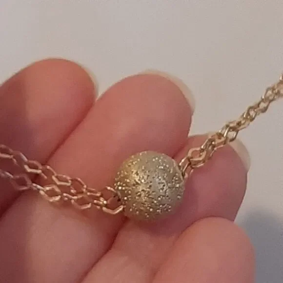 925 Italy Gold-Tone Stardust Ball Necklace 5.7g sterling silver Signed, tested - Picture 2 of 10